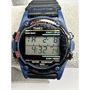 Timex Atlantis 100 Blue Case 745 New Battery 1996 D8 39MM 8" Rare Vintage F91